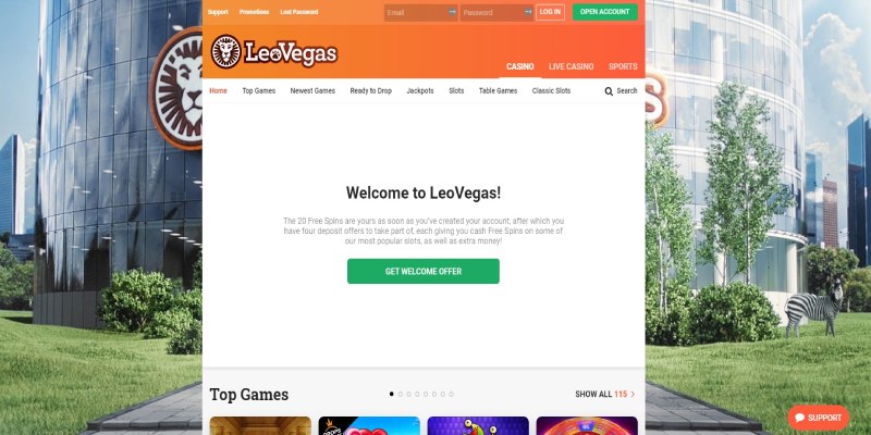 Leovegas casino homepage